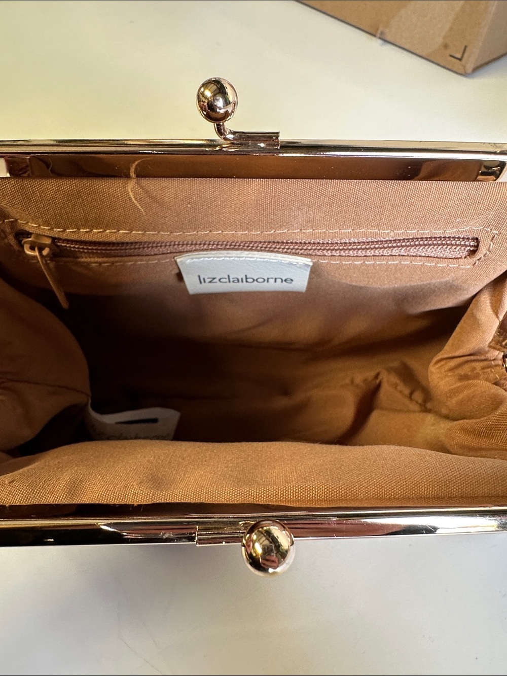 Vintage Y2K Liz Claiborne Brown Faux Alligator Kiss-Lock Frame Bag Mini Purse - Picture 2 of 16